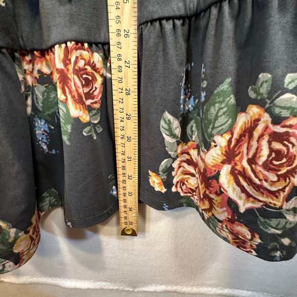 Maurices Floral Cozy Tiered Mini Dress Womens S Faux Wrap Stretchy Boho Rose NWT - Picture 10 of 11